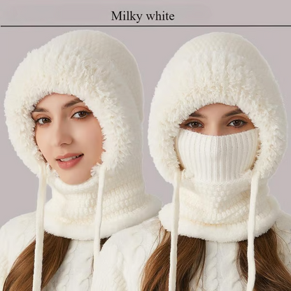 🔥🧣3-in-1 Knitted Hat For Women, Upgraded 3 in 1 Knit Hat with Scarf and Mask, Fall Winter Warm Knitted Ski Scarf and Mask Set❄️
