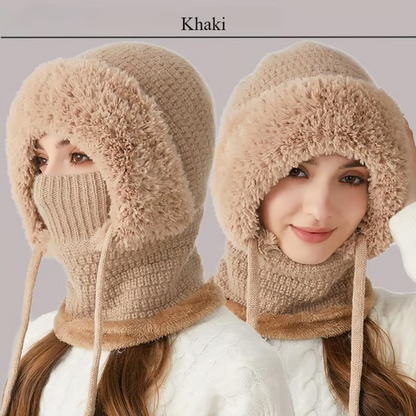 🔥🧣3-in-1 Knitted Hat For Women, Upgraded 3 in 1 Knit Hat with Scarf and Mask, Fall Winter Warm Knitted Ski Scarf and Mask Set❄️