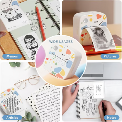 Top Christmas Gift 2025 🎅 Mini Portable Sticker Printer, Mini Thermal Printer with 3 Rolls Paper, Bluetooth Inkless Printpods, Pocket Label Maker Suitable for Creative Kids