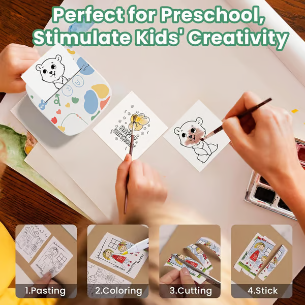 Top Christmas Gift 2025 🎅 Mini Portable Sticker Printer, Mini Thermal Printer with 3 Rolls Paper, Bluetooth Inkless Printpods, Pocket Label Maker Suitable for Creative Kids