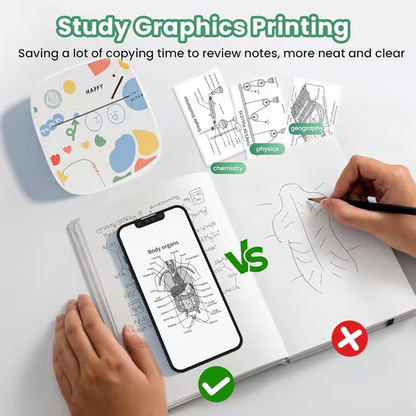 Top Christmas Gift 2025 🎅 Mini Portable Sticker Printer, Mini Thermal Printer with 3 Rolls Paper, Bluetooth Inkless Printpods, Pocket Label Maker Suitable for Creative Kids
