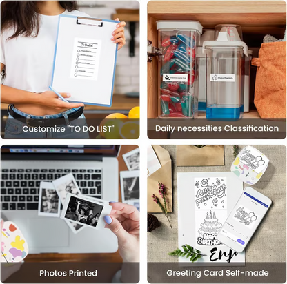 Top Christmas Gift 2025 🎅 Mini Portable Sticker Printer, Mini Thermal Printer with 3 Rolls Paper, Bluetooth Inkless Printpods, Pocket Label Maker Suitable for Creative Kids