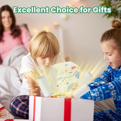Top Christmas Gift 2025 🎅 Mini Portable Sticker Printer, Mini Thermal Printer with 3 Rolls Paper, Bluetooth Inkless Printpods, Pocket Label Maker Suitable for Creative Kids