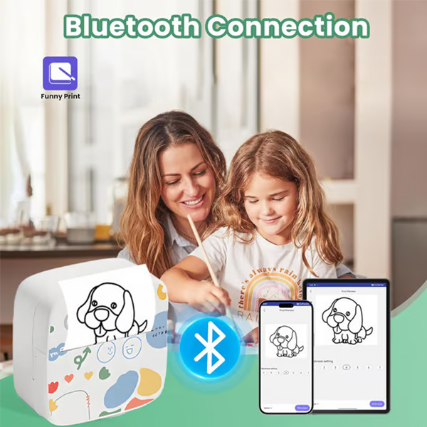 Top Christmas Gift 2025 🎅 Mini Portable Sticker Printer, Mini Thermal Printer with 3 Rolls Paper, Bluetooth Inkless Printpods, Pocket Label Maker Suitable for Creative Kids