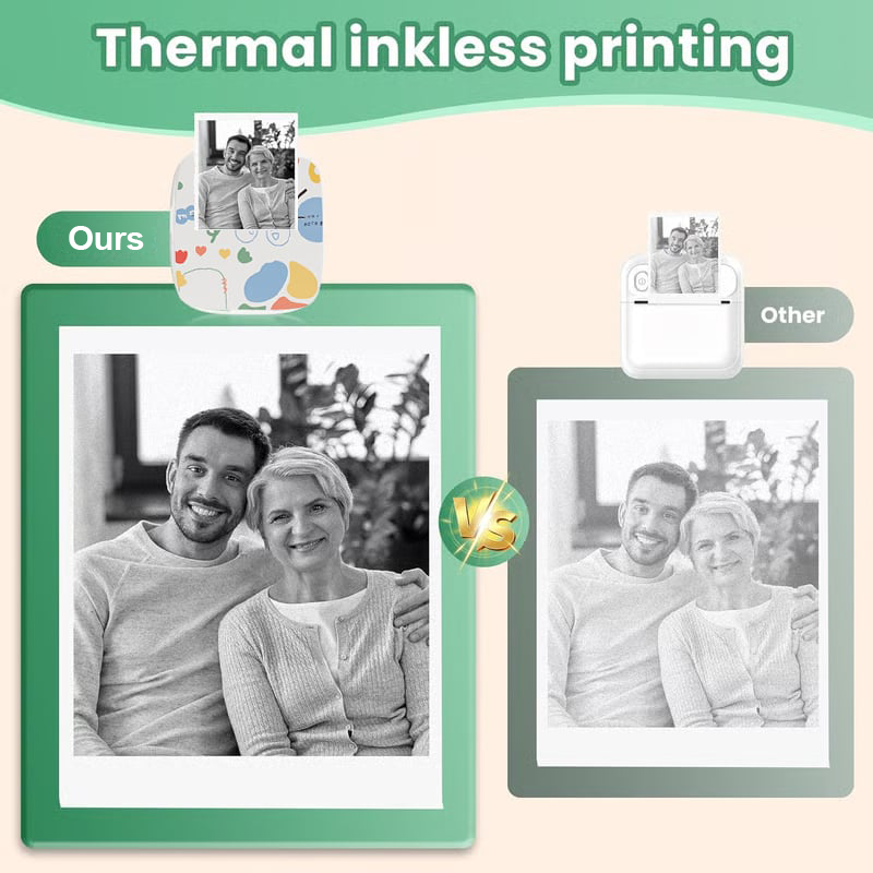 Top Christmas Gift 2025 🎅 Mini Portable Sticker Printer, Mini Thermal Printer with 3 Rolls Paper, Bluetooth Inkless Printpods, Pocket Label Maker Suitable for Creative Kids