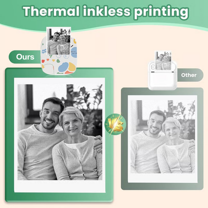 Top Christmas Gift 2025 🎅 Mini Portable Sticker Printer, Mini Thermal Printer with 3 Rolls Paper, Bluetooth Inkless Printpods, Pocket Label Maker Suitable for Creative Kids