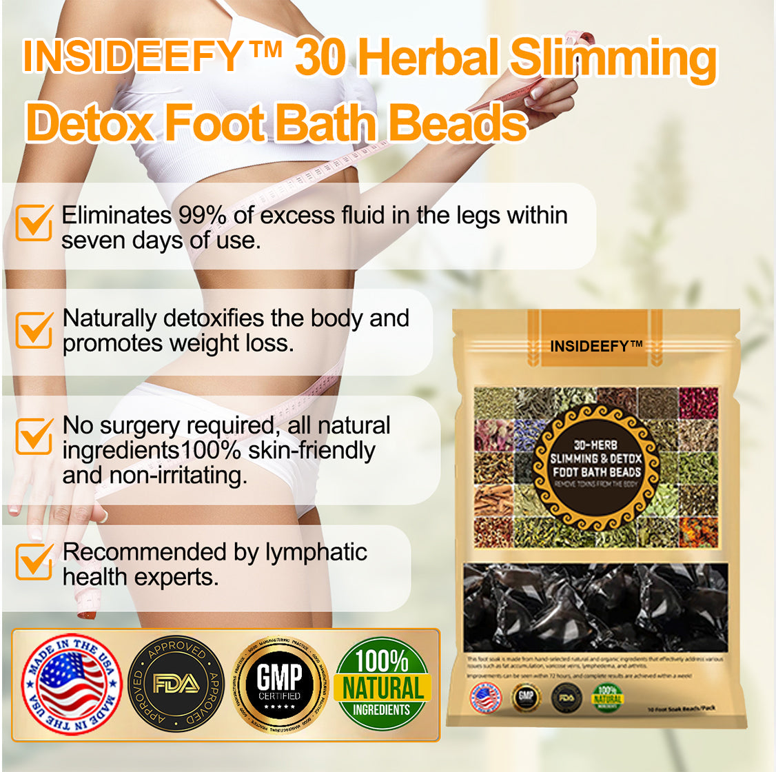 INSIDEEFY™ 30-Herb Slimming & Detox Foot Bath Beads-🦵👩‍⚕️(LANA Certification, Lymphatic Association of America)