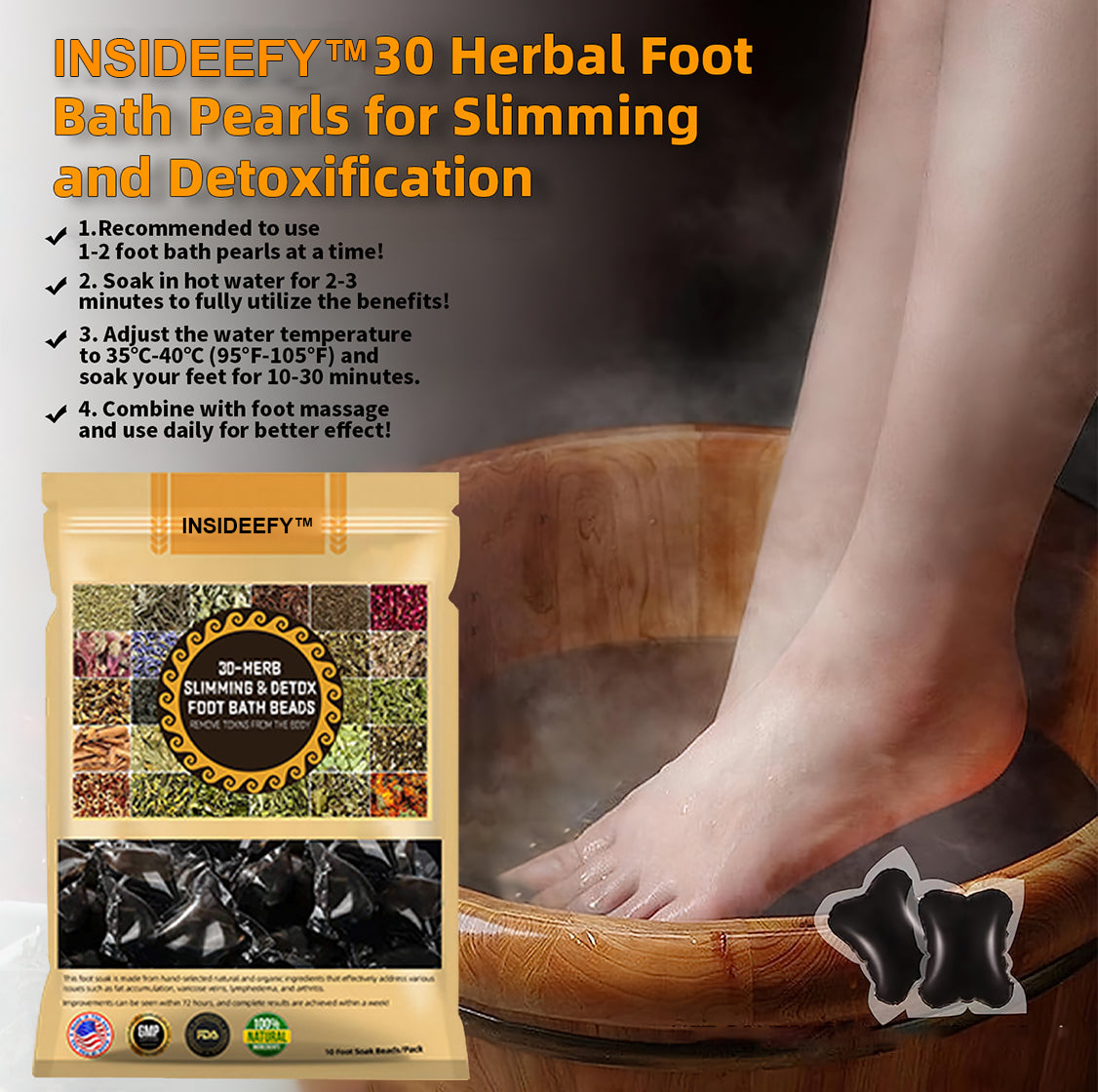 INSIDEEFY™ 30-Herb Slimming & Detox Foot Bath Beads-🦵👩‍⚕️(LANA Certification, Lymphatic Association of America)